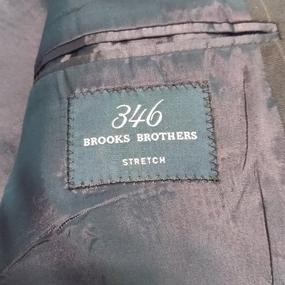 Brooks Brothers 346 Wool Sport Coat Black With Grey Pinstripes SIZE 44S - Picture 7 of 8